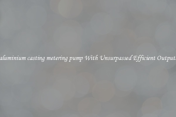 aluminium casting metering pump With Unsurpassed Efficient Outputs